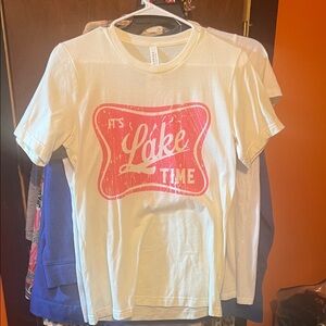 Lake Time t shirt - White and Pink